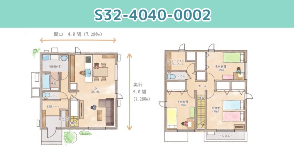 ハグミー間取りプラン:S32-4040-0002鳥瞰図