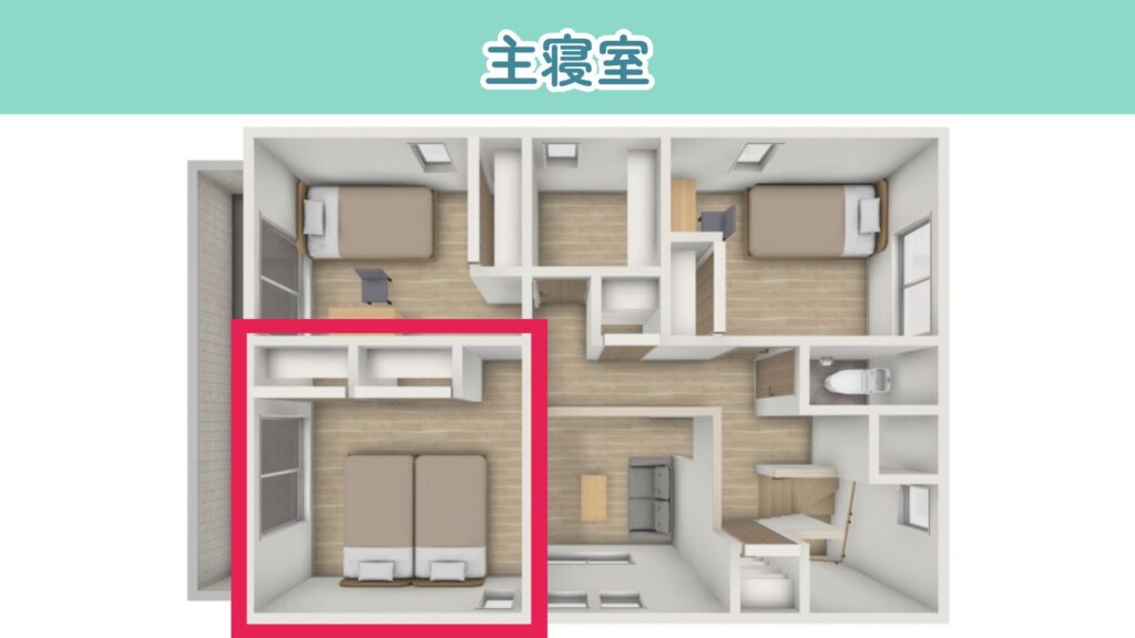 一条工務店ハグミー鳥瞰図 主寝室