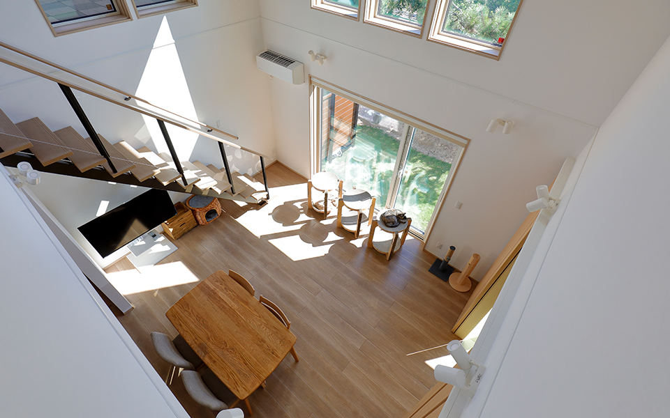 一条工務店グランスマートの吹き抜けからの景色