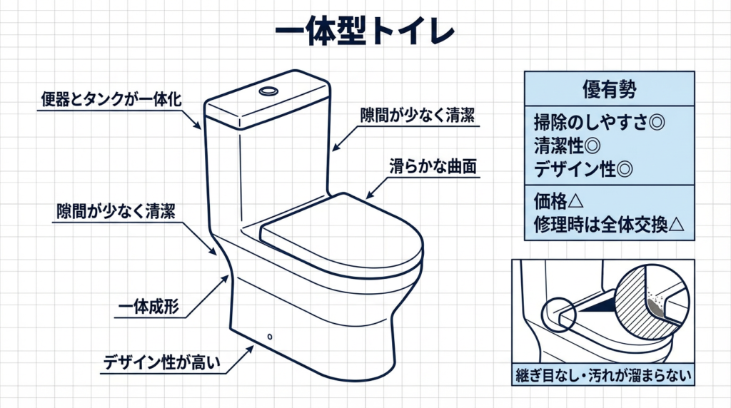 一体型トイレ3機種の比較